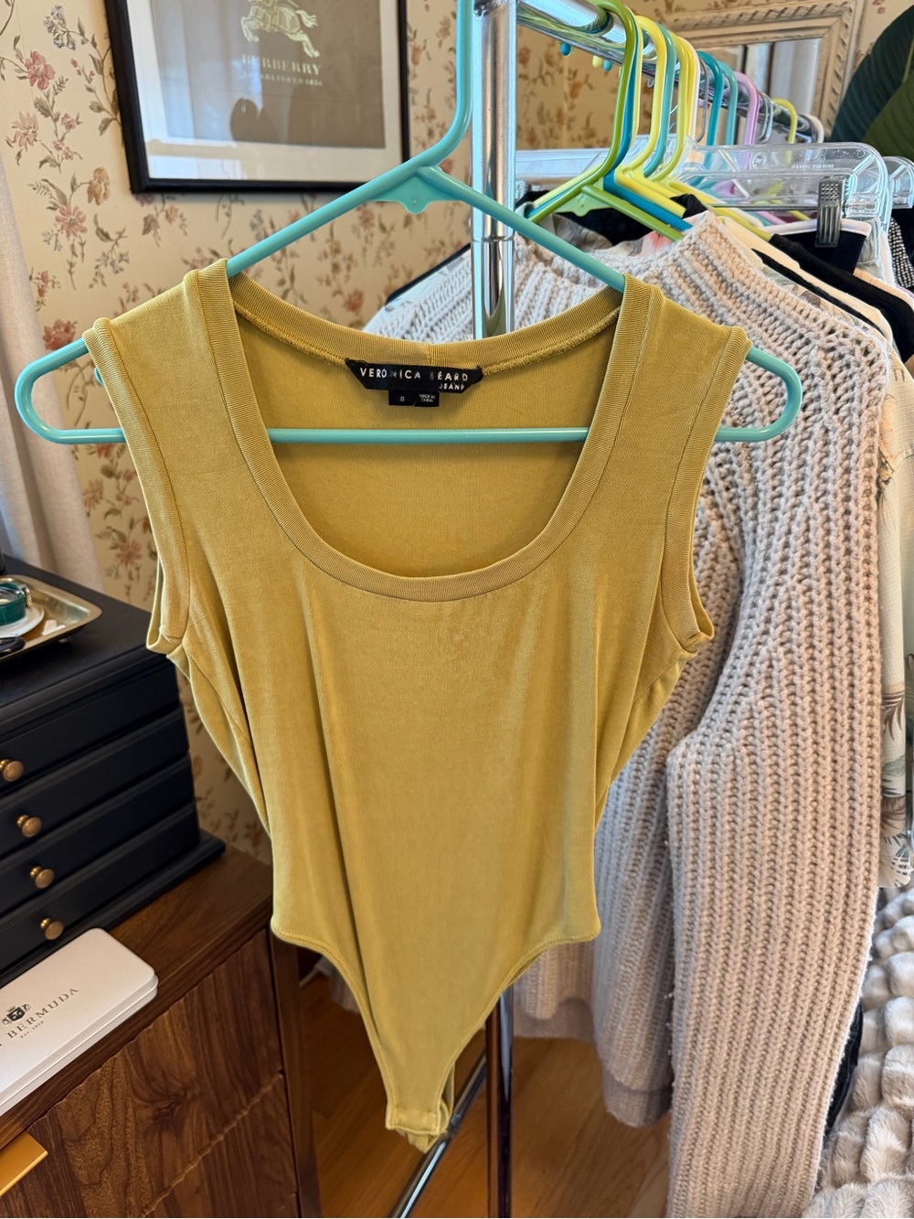 Veronica Beard chartruese bodysuit sz S